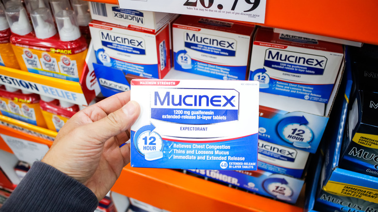 Mucinex medication on shelf