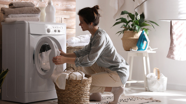 woman doing laundry