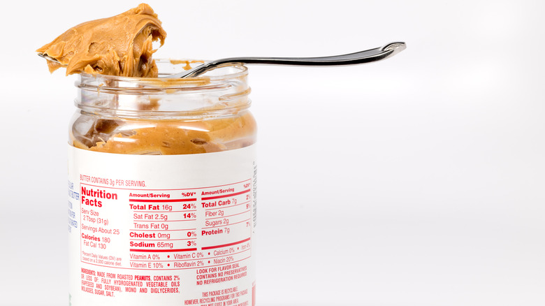 nutrition label on peanut butter