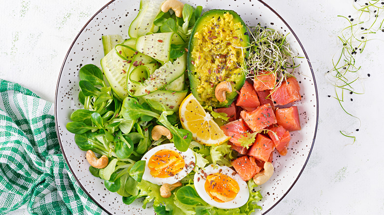 salad with eggs and avocado