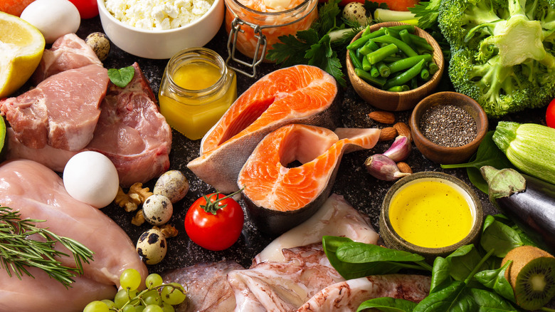 An assortment of high protein foods