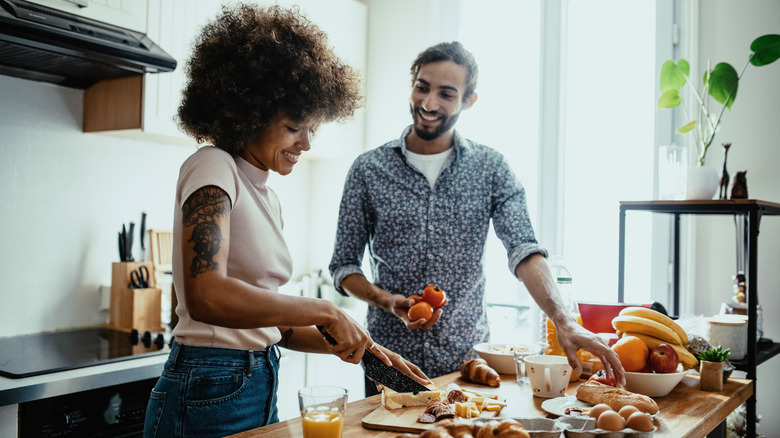 couple cooking in the kitchen