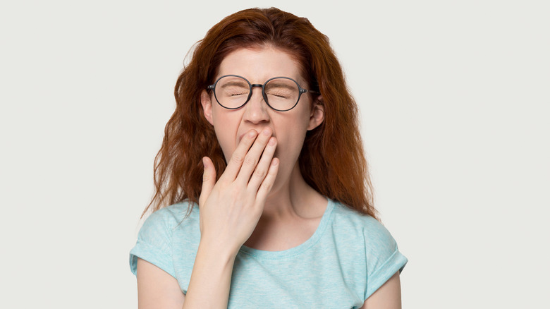 woman yawning