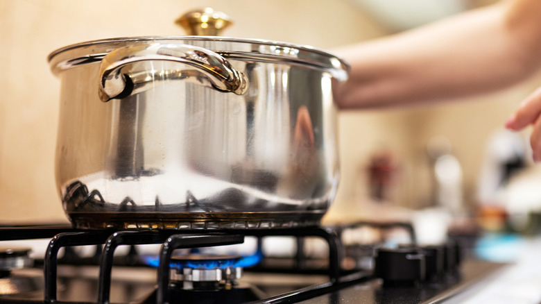 large pot on gas stove