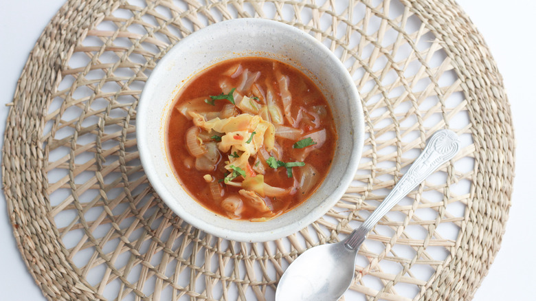 Keto cabbage soup recipe in dish