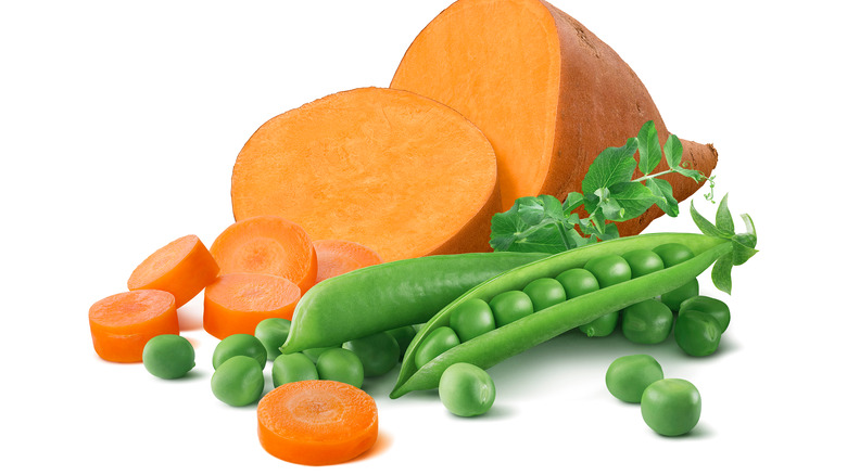 close up of peas and sweet potato