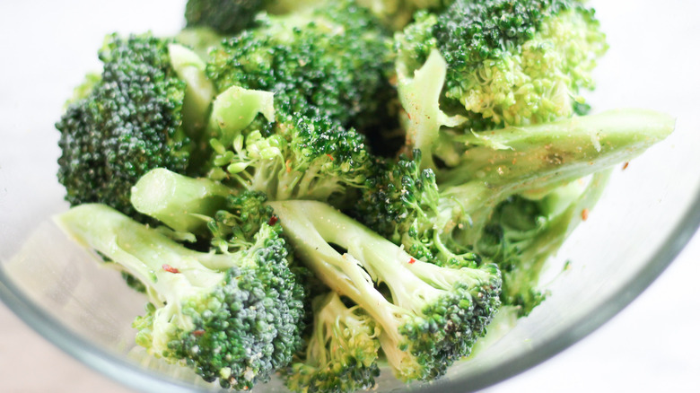 broccoli tossed in oil and spices 