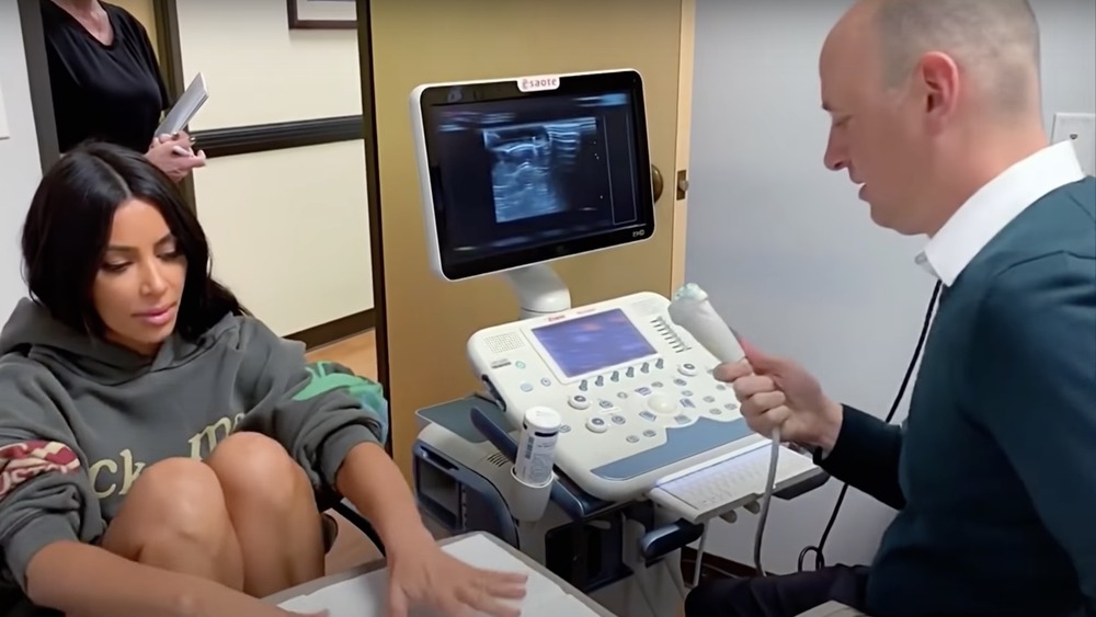 Kim Kardashian getting an ultrasound at the doctor's office