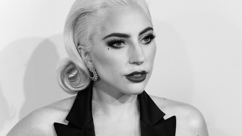 Lady Gaga, black & white photo