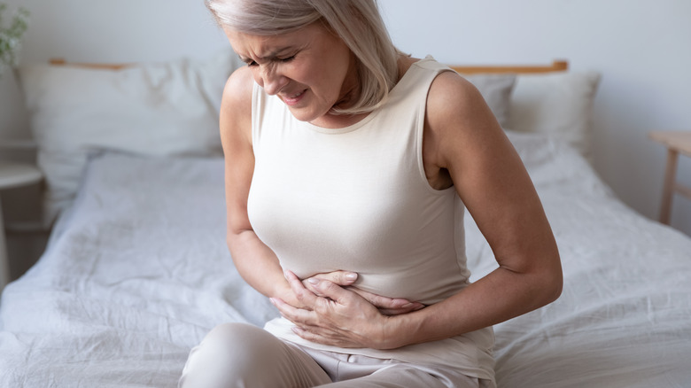 woman with stomach pains