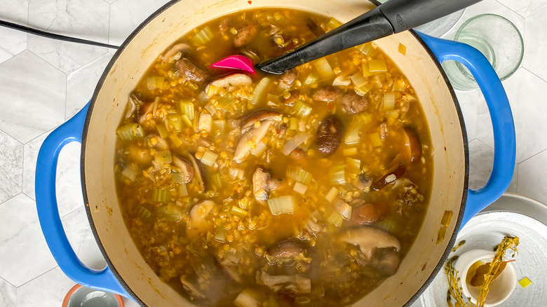 lentils and vegetables in pot