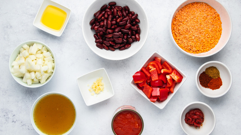 ingredients for lentil chili recipe