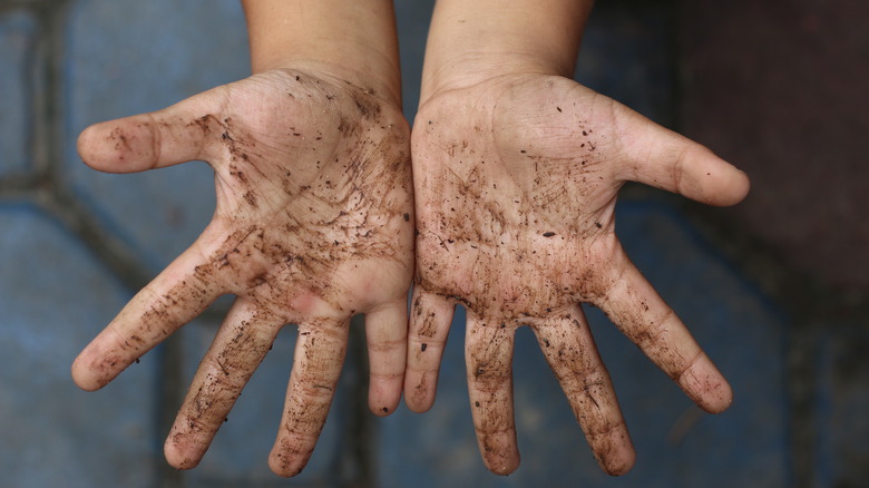 Child with dirty hands