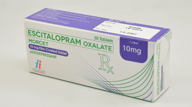 box of escitalopram on cream background