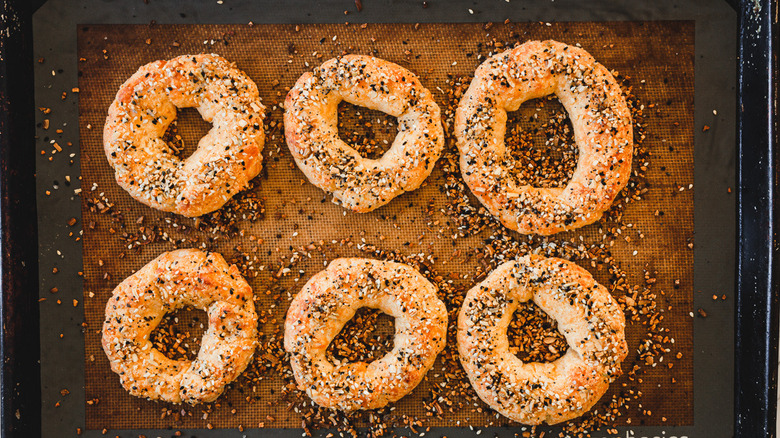 bagels on baking sheet