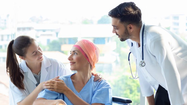 cancer patient speaking with doctors