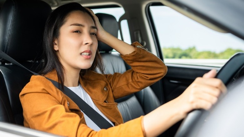 Woman stressed from rushing