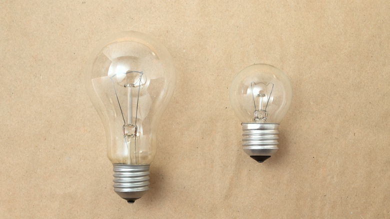 a large light bulb beside a smaller light bulb 