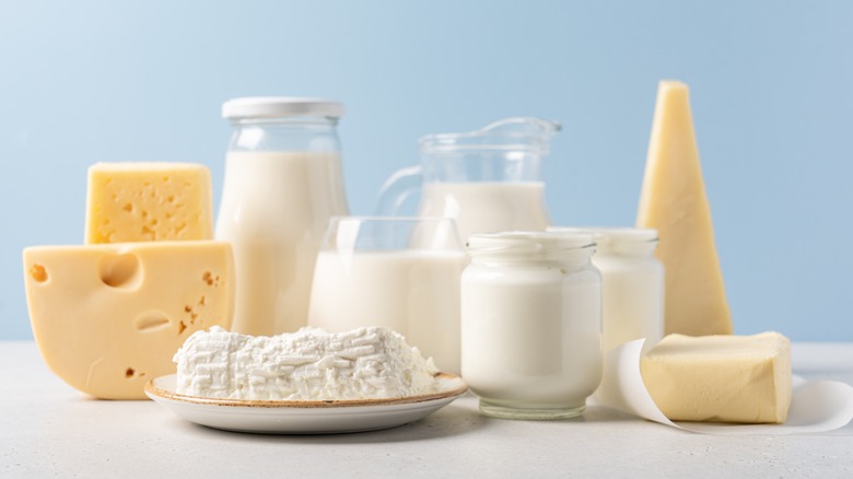 dairy products on table 