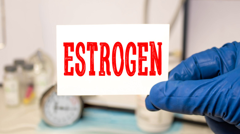 White card with the word "Estrogen" in red