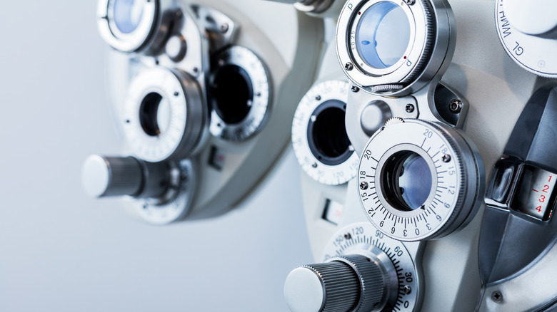 Close-up of eye exam equipment