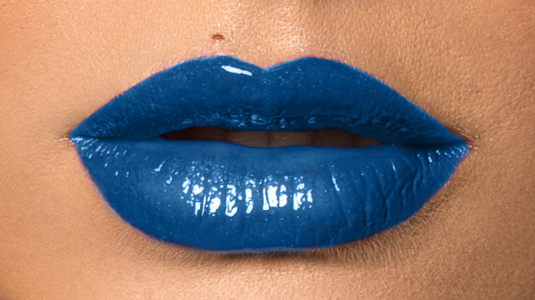 Close-up of blue lips