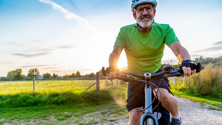 Older man cycling