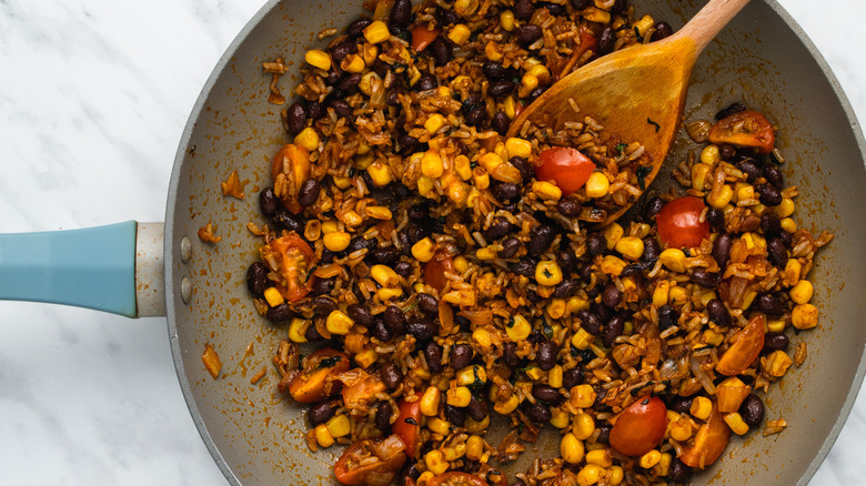 potato topping in a pan