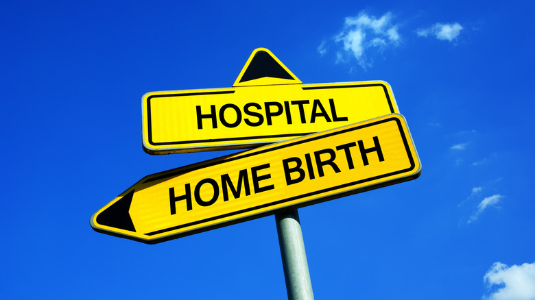 home birth and hospital sign