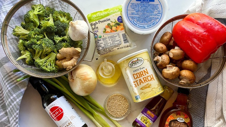 ingredients for miso tofu stir fry 