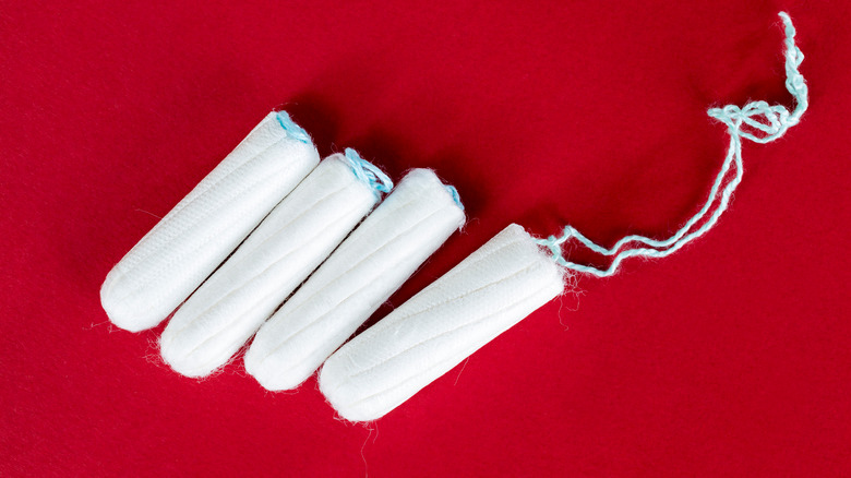 Closeup of four tampons
