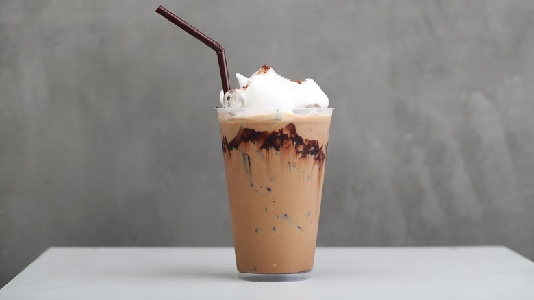 iced coffee topped with whipped cream