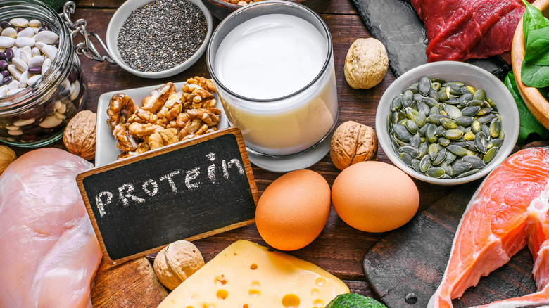 assortment of protein foods