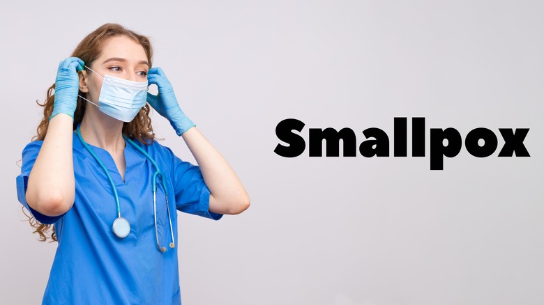 Medical professional next to the word smallpox