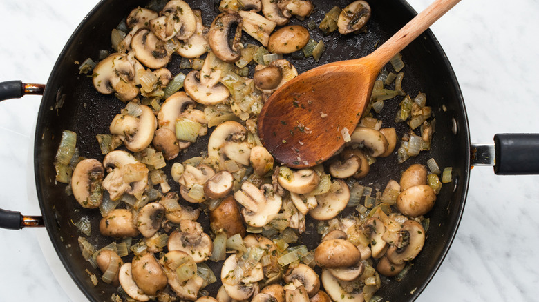 mushrooms in a pan 