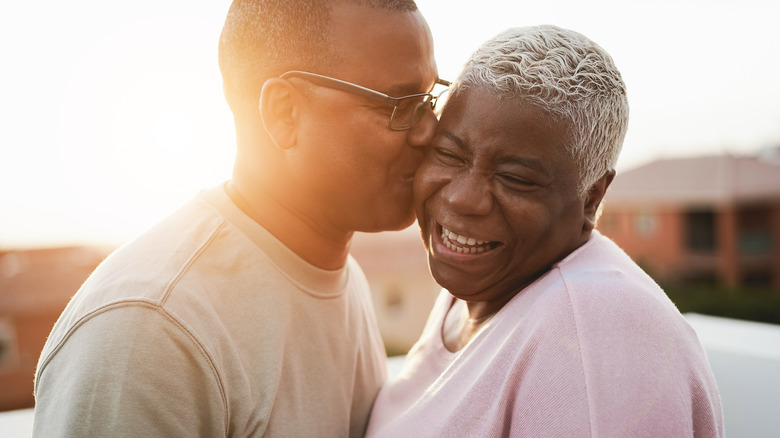 Mature couple showing affection