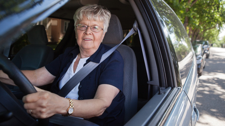 older woman driving