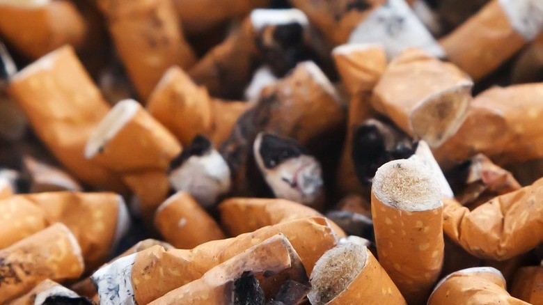 Cigarette butts in ashtray