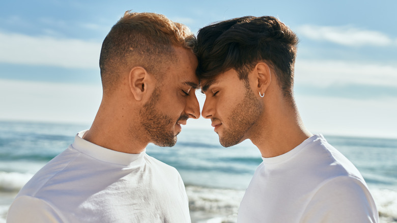 Gay couple at the beach