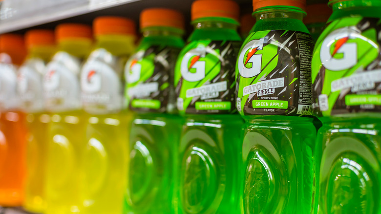 Gatorade sports drinks on shelves