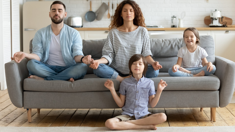 family doing mindfulness practice