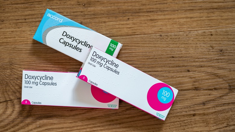 Boxes of Doxycycline antibiotics