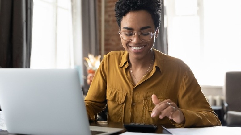 Young woman sitting at desk