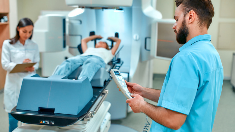 patient receiving cancer treatment at hospital