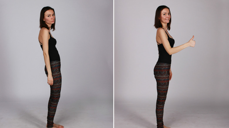 woman demonstrating different standing postures