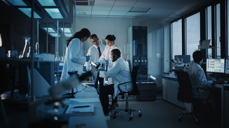 researchers working in lab