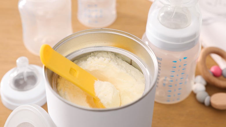 Baby formula canister and bottles