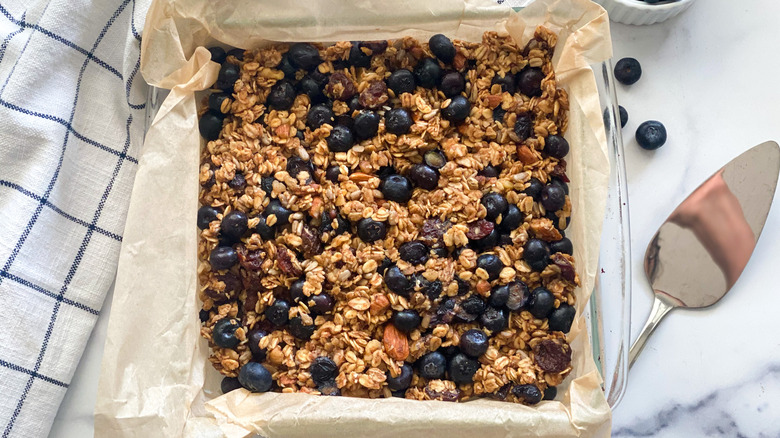 oatmeal bar mixture in pan