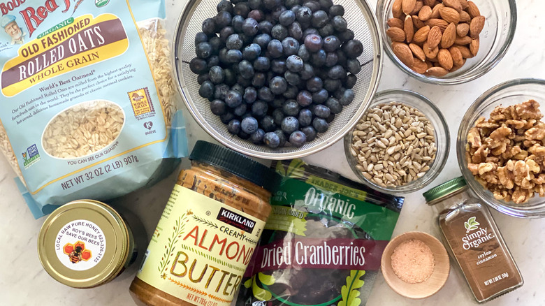 ingredients for blueberry oatmeal bars