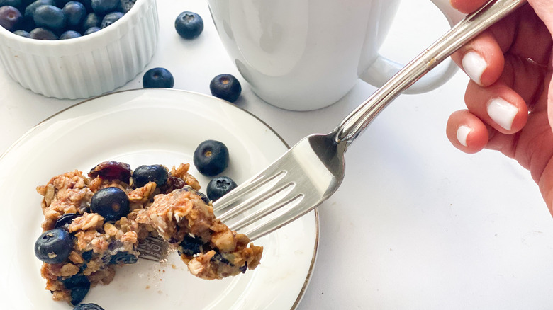 blueberry oatmeal bars on plate